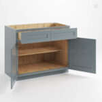 Gray Shaker Base Cabinet with Double Doors and Drawers