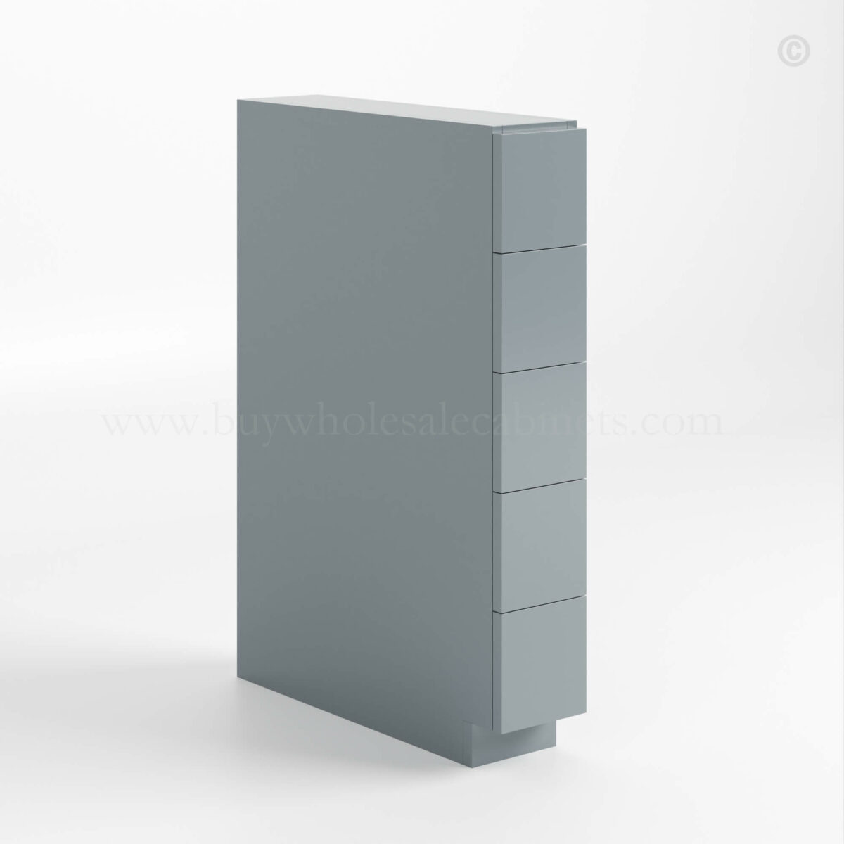 Gray Shaker Base Spice Cabinet with 5 Drawers