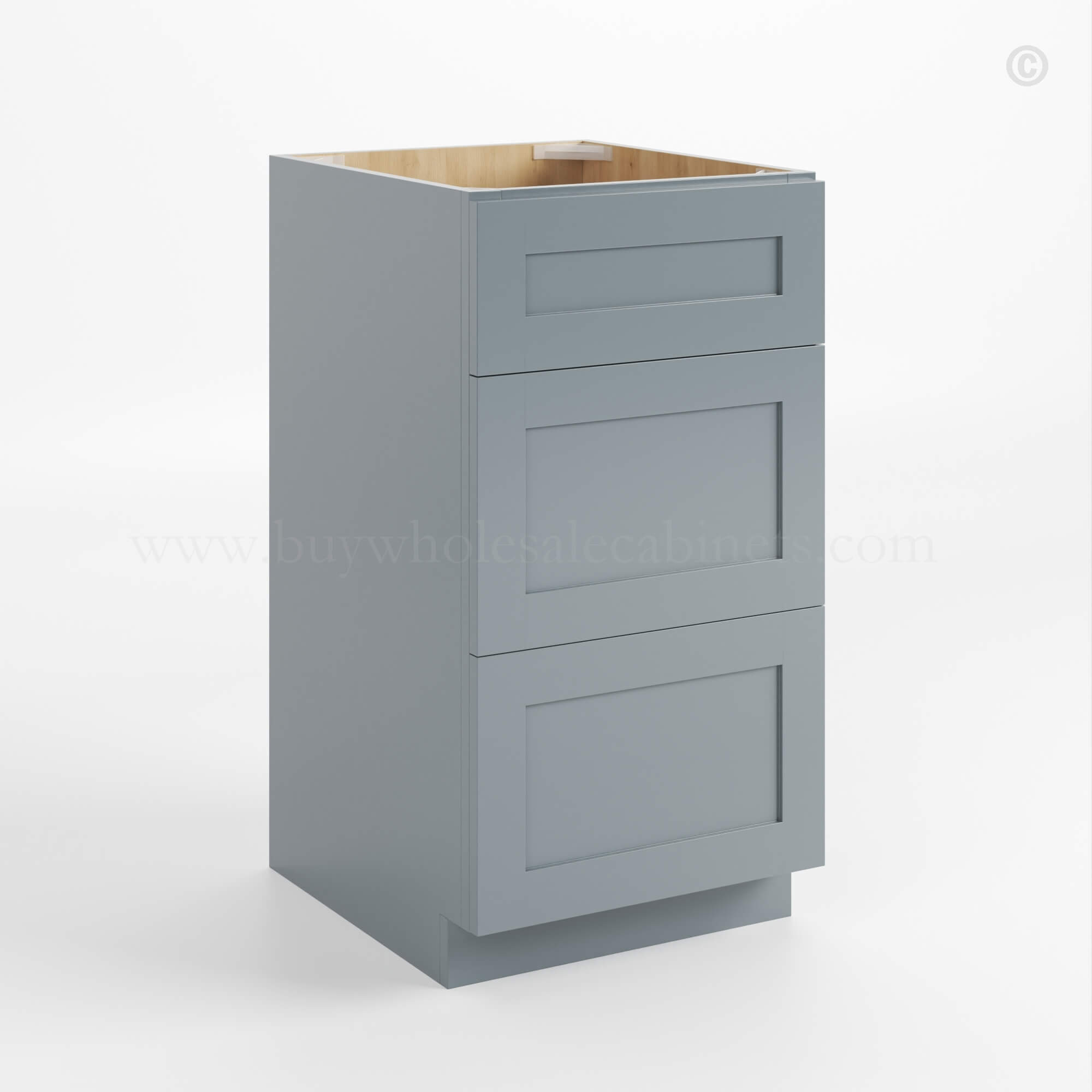 Gray Shaker Vanity Drawer Base Cabinet
