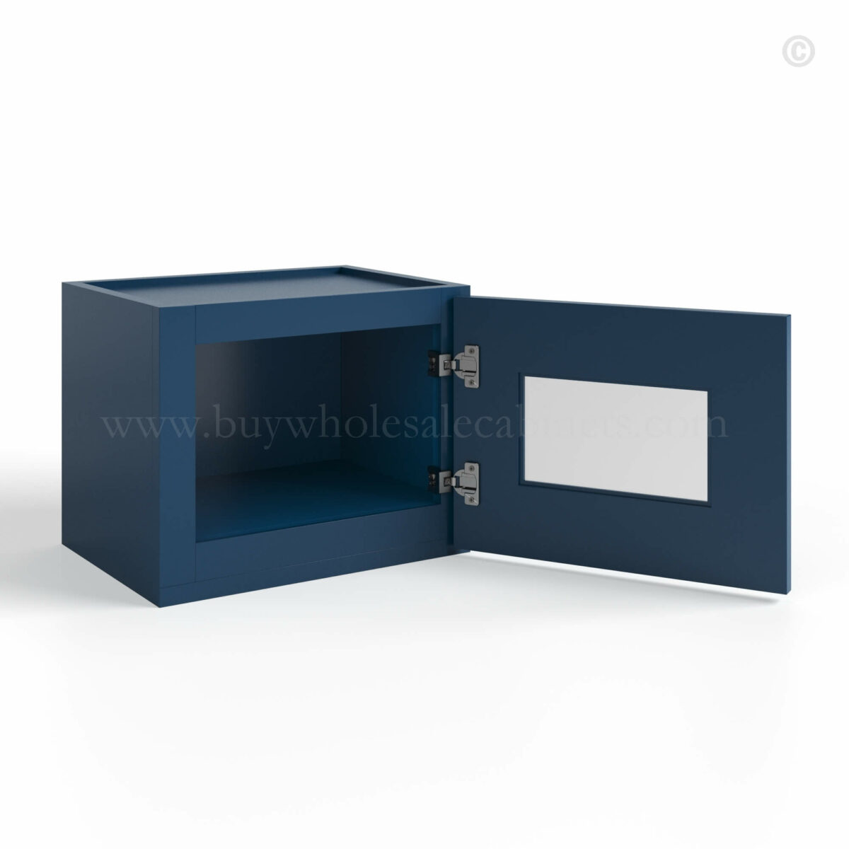 Navy Blue Shaker 12 H Single Door Wall Cabinet with Glass Door