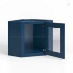 Navy Blue Shaker 12 x 24 Diagonal Corner Wall Shelf with Glass Door