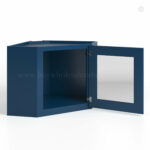 Navy Blue Shaker 12 x 27 Diagonal Corner Wall Shelf with Glass Door