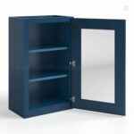 Navy Blue Shaker 30 H Single Door Wall Cabinet with Glass Door