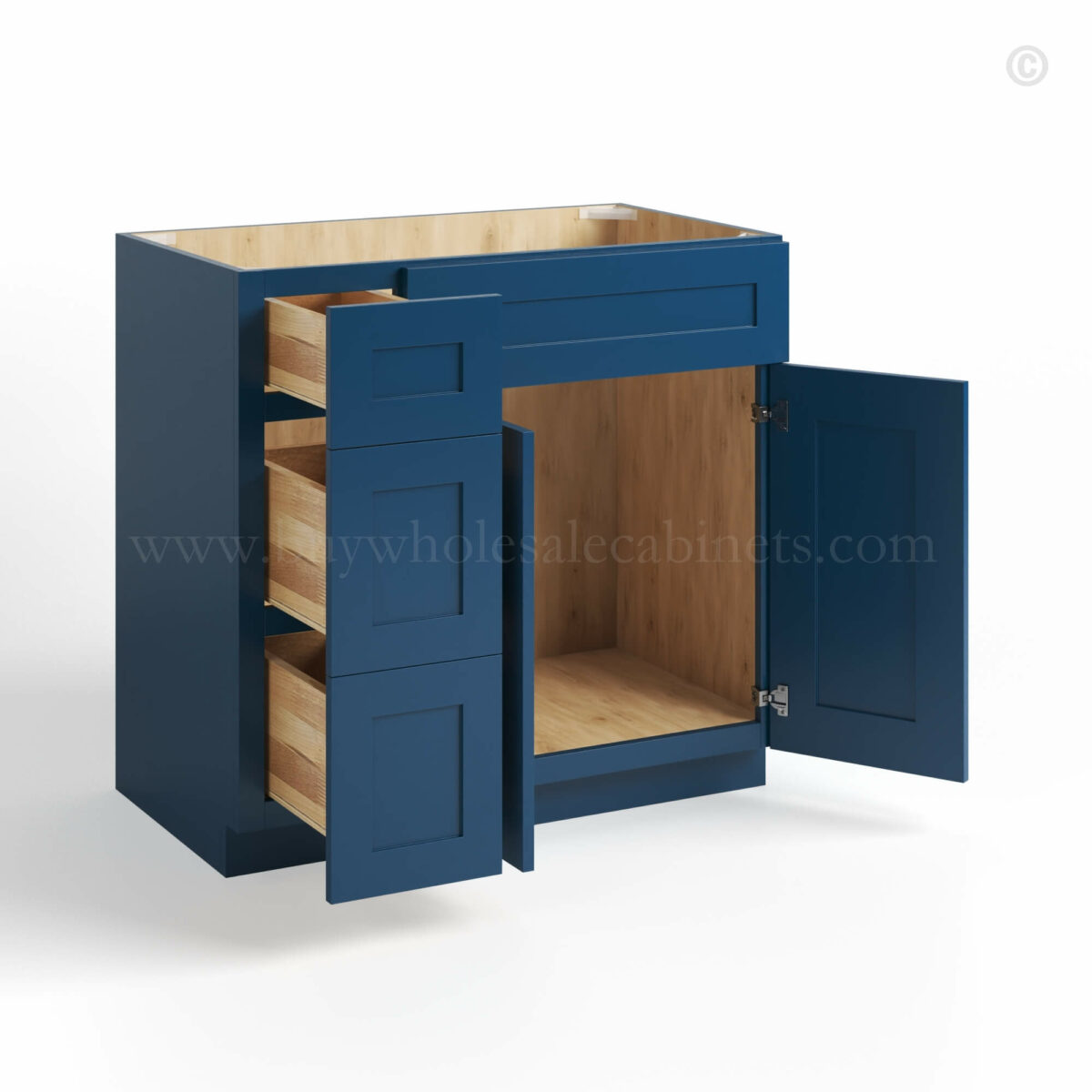 Navy Blue Shaker 36 W Vanity Combo with Drawers