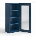 Navy Blue Shaker 42 H Single Door Wall Cabinet with Glass Door