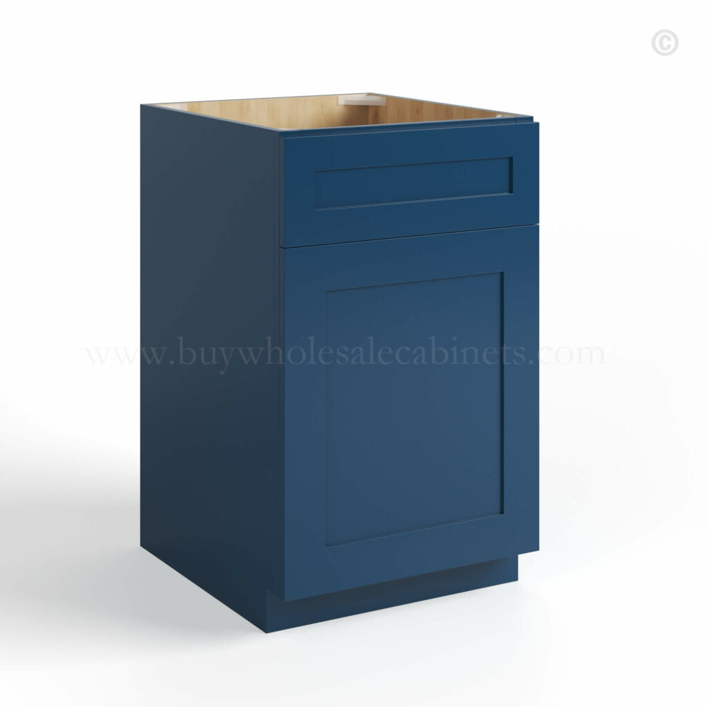 Navy Blue Shaker Base Cabinet with Double Doors and Drawers - BWC
