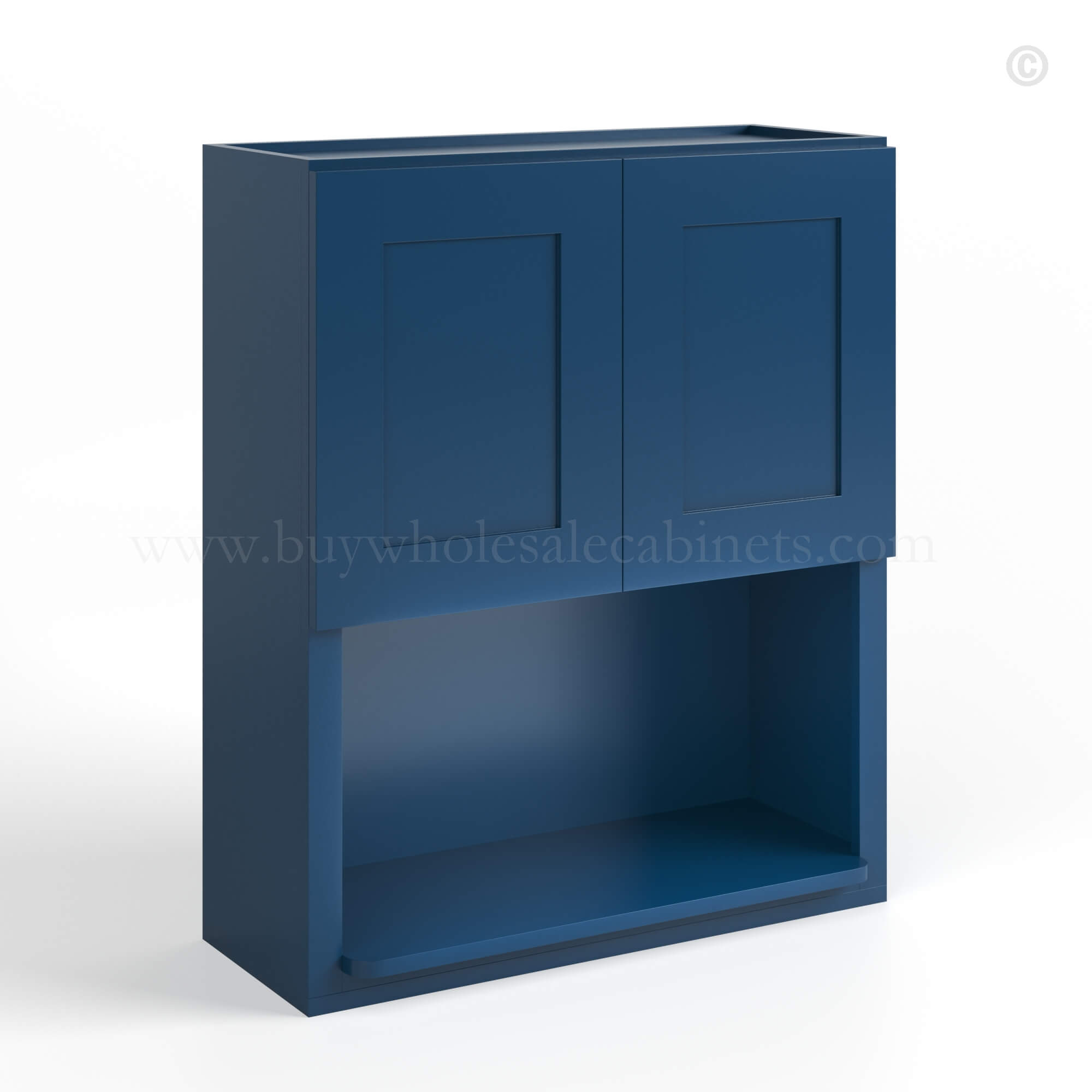 Navy Blue Shaker Microwave Wall Cabinet