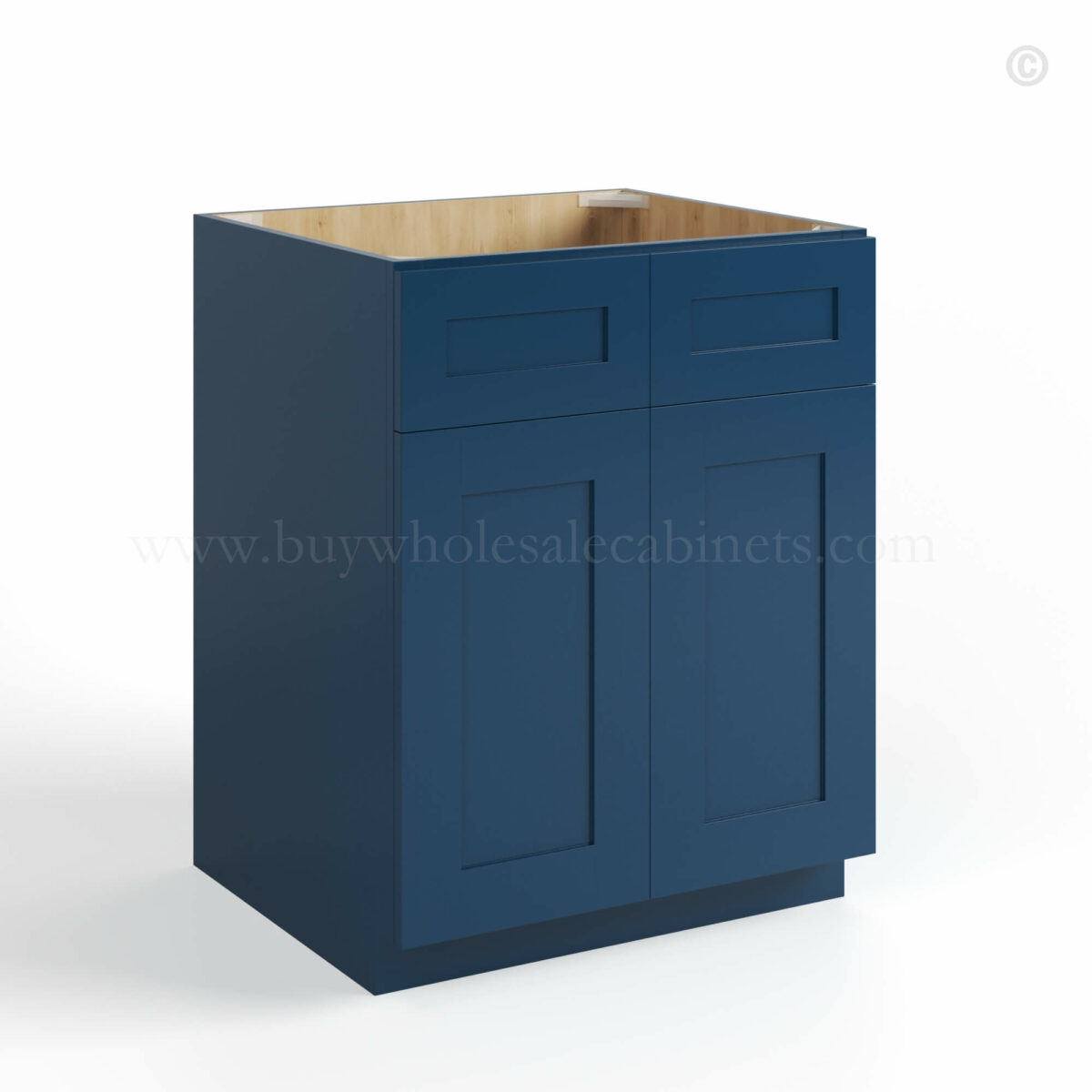 Navy Blue Shaker Sink Base With Double Doors and Drawers