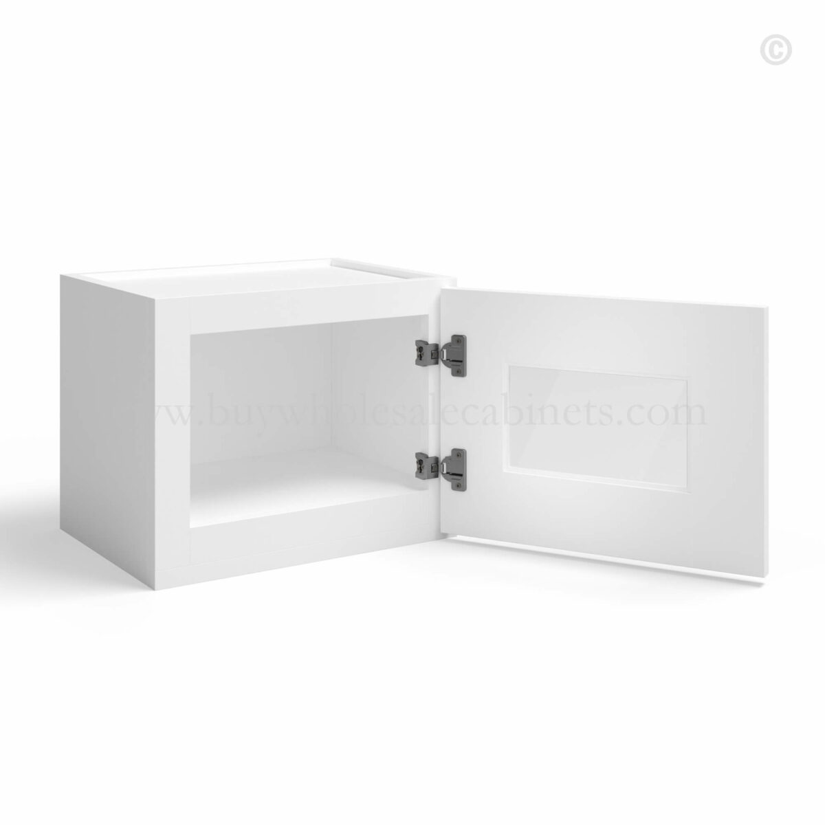 White Shaker 12 H Single Door Wall Cabinet with Glass Door