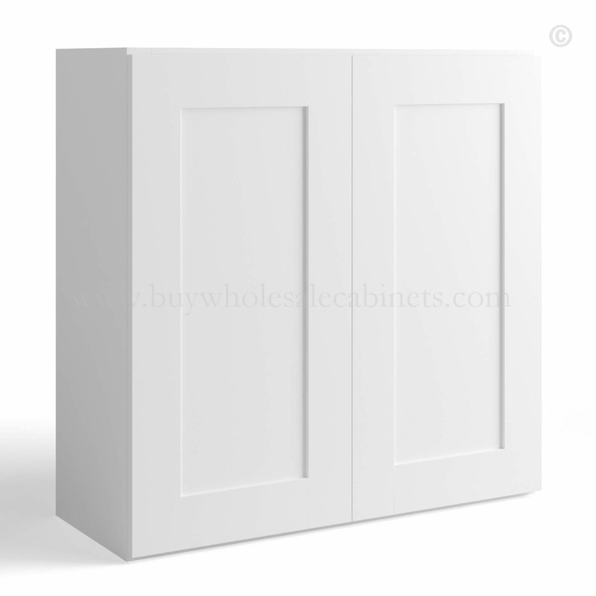 White Shaker 30" H Double Door Wall Cabinet