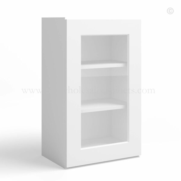 White Shaker 30 H Single Door Wall Cabinet with Glass Door