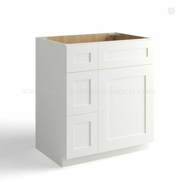 White Shaker 30 W Vanity Combo with Drawers