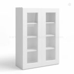 White Shaker 42 H Double Door Wall Cabinet with Glass Doors