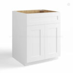 White Shaker Base Cabinet with Double Doors & Single Drawer