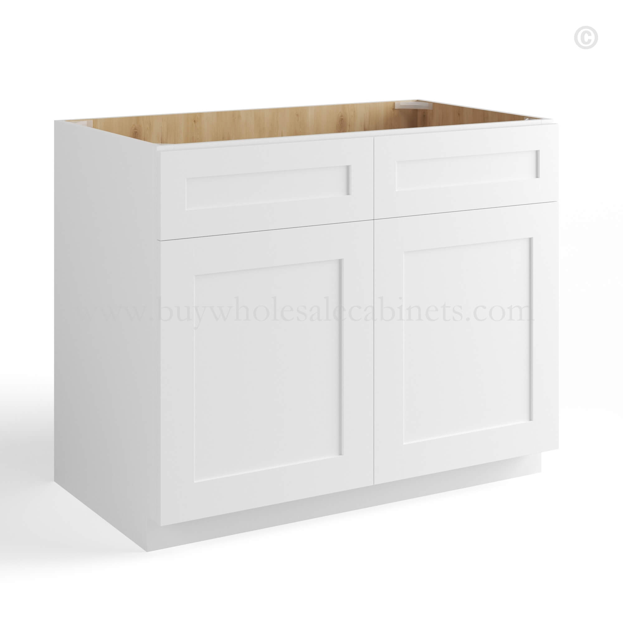 White Shaker Base Cabinet with Double Doors and Drawers