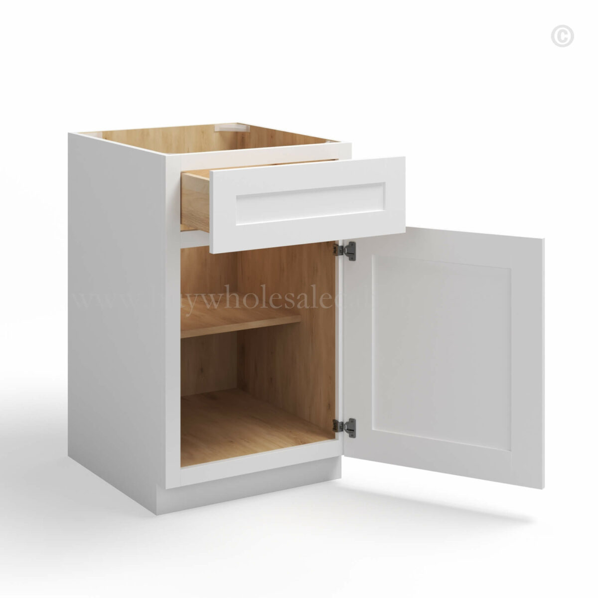 White Shaker Base Cabinet with Single Door & Drawer