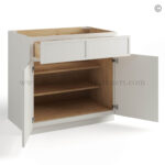 Dove White Slim Shaker Base Cabinet Double Doors and Drawers - Image 2