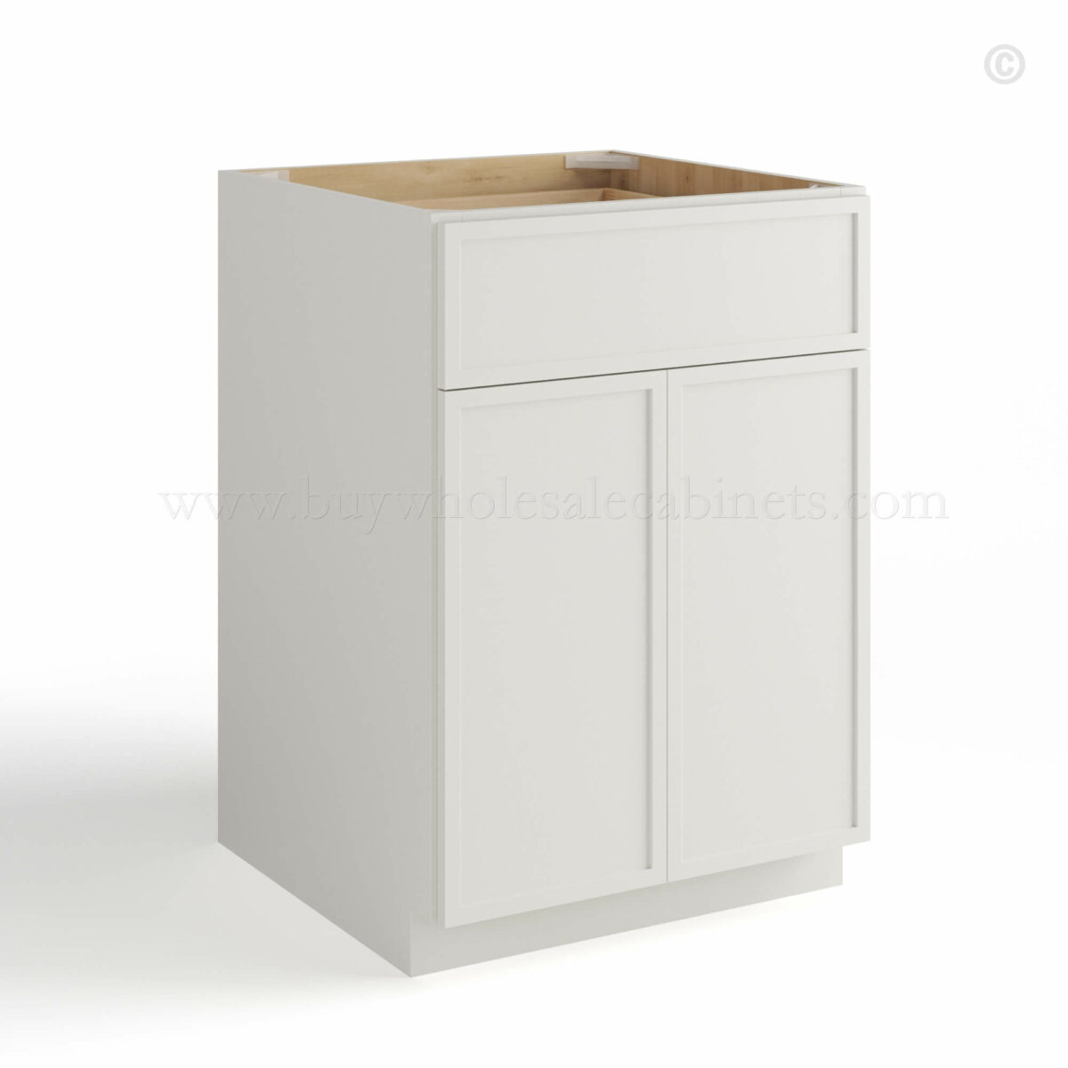 slim shaker cabinets, Dove White Slim Shaker Base Cabinet Double Door and Single Drawer