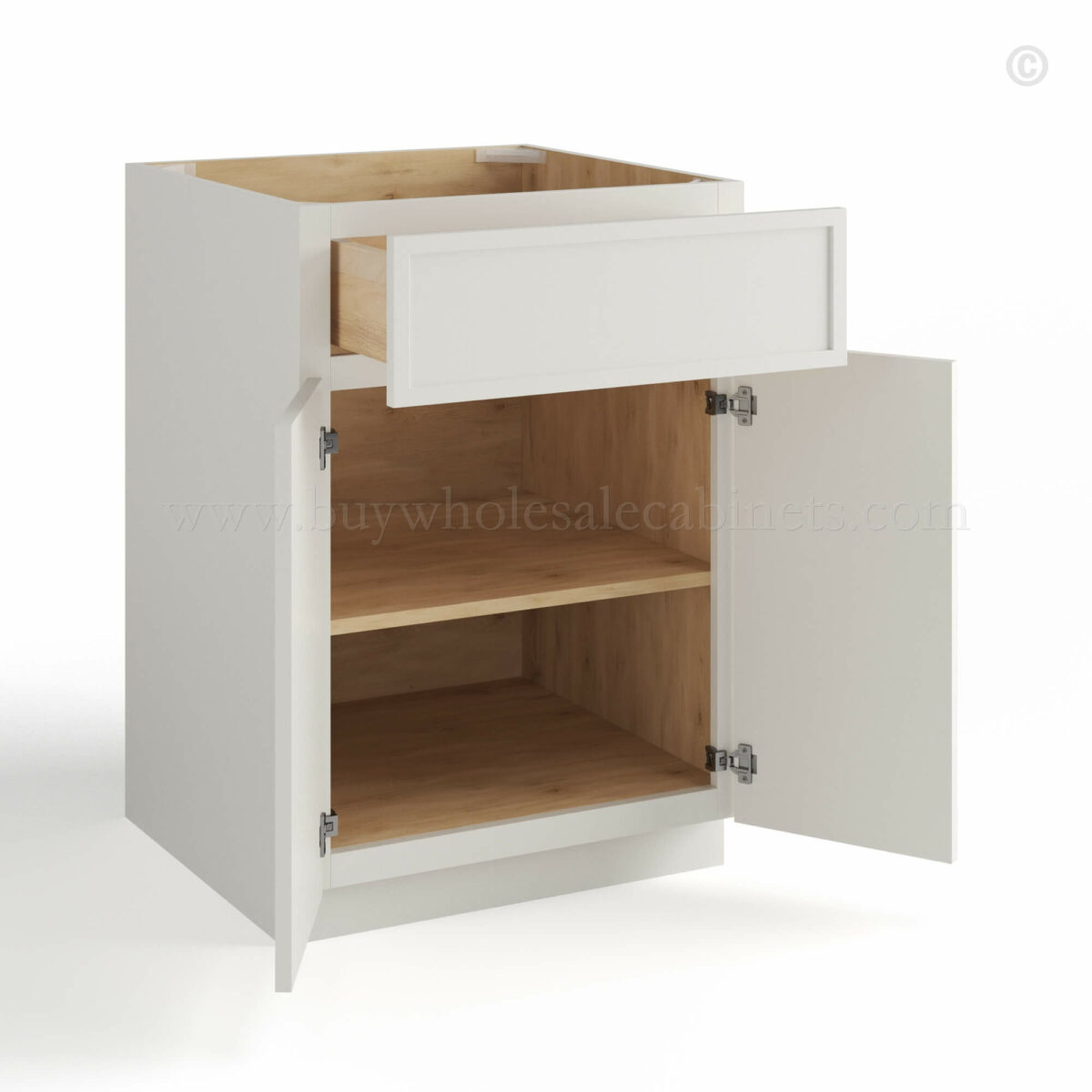 slim shaker cabinets, Dove Slim Shaker Base Cabinet Double Door & Single Drawer