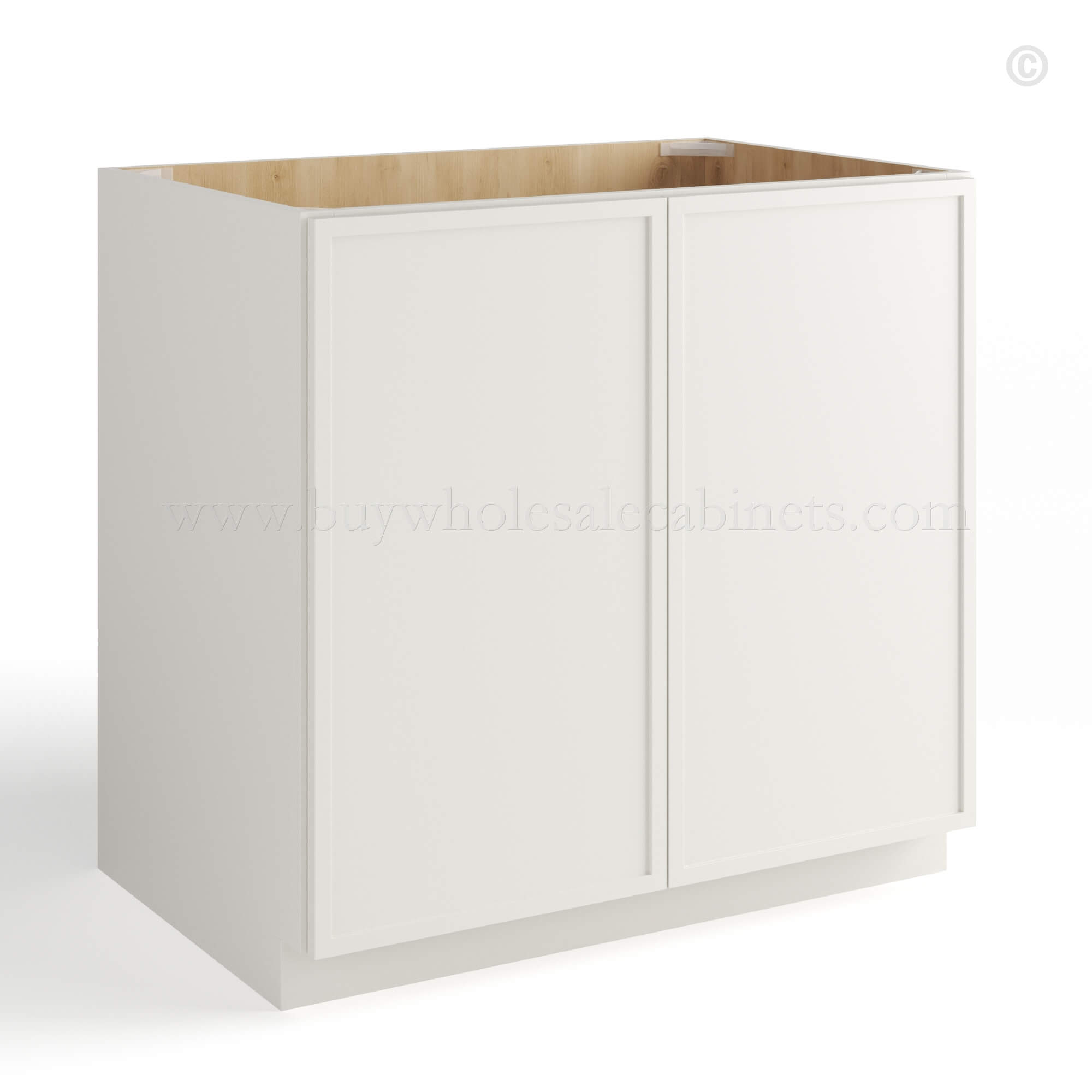 slim shaker cabinets, Dove White Slim Shaker Base Cabinet Double Doors Full Height