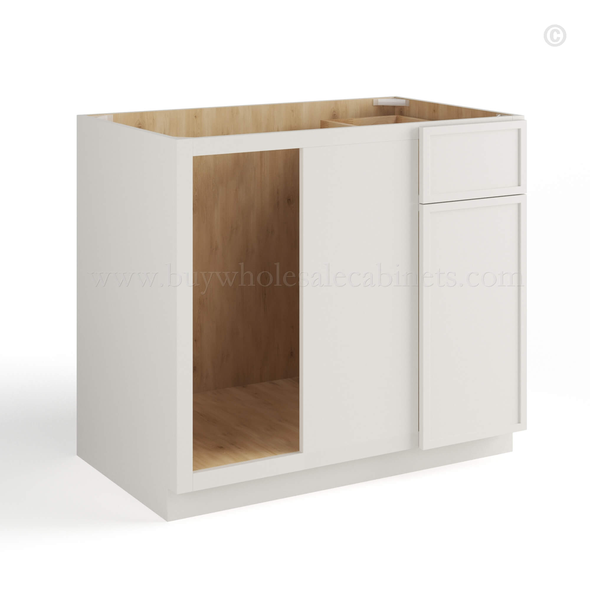 slim shaker cabinets, Dove White Slim Shaker Blind Corner Base Cabinet