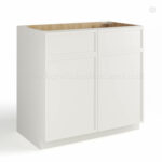 slim shaker cabinets, Dove White Slim Shaker Sink Base With Double Doors