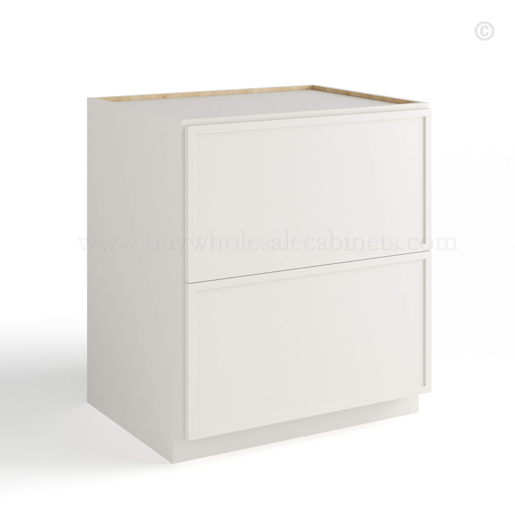 slim shaker cabinets, Dove White Slim Shaker Two Drawer Base Cabinet