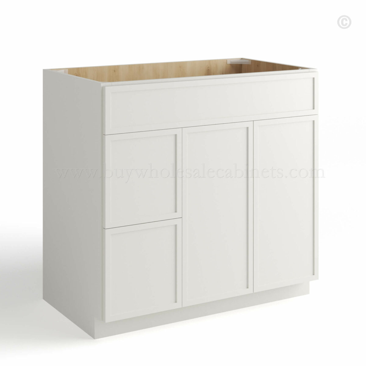 slim shaker cabinets, Dove White Slim Shaker Vanity Drawer Cabinet