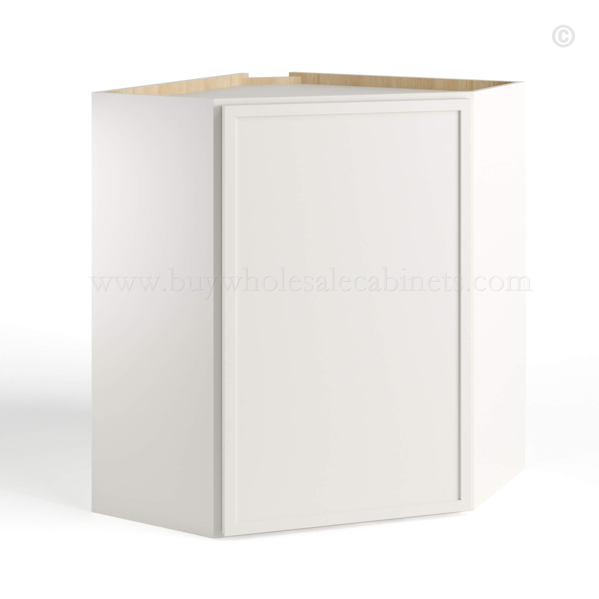 slim shaker cabinets, Dove White Slim Shaker Diagonal Corner Wall Cabinet