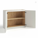 slim shaker cabinets, Dove White Slim Shaker Wall Stove Microwave Bridge Double Door Cabinet