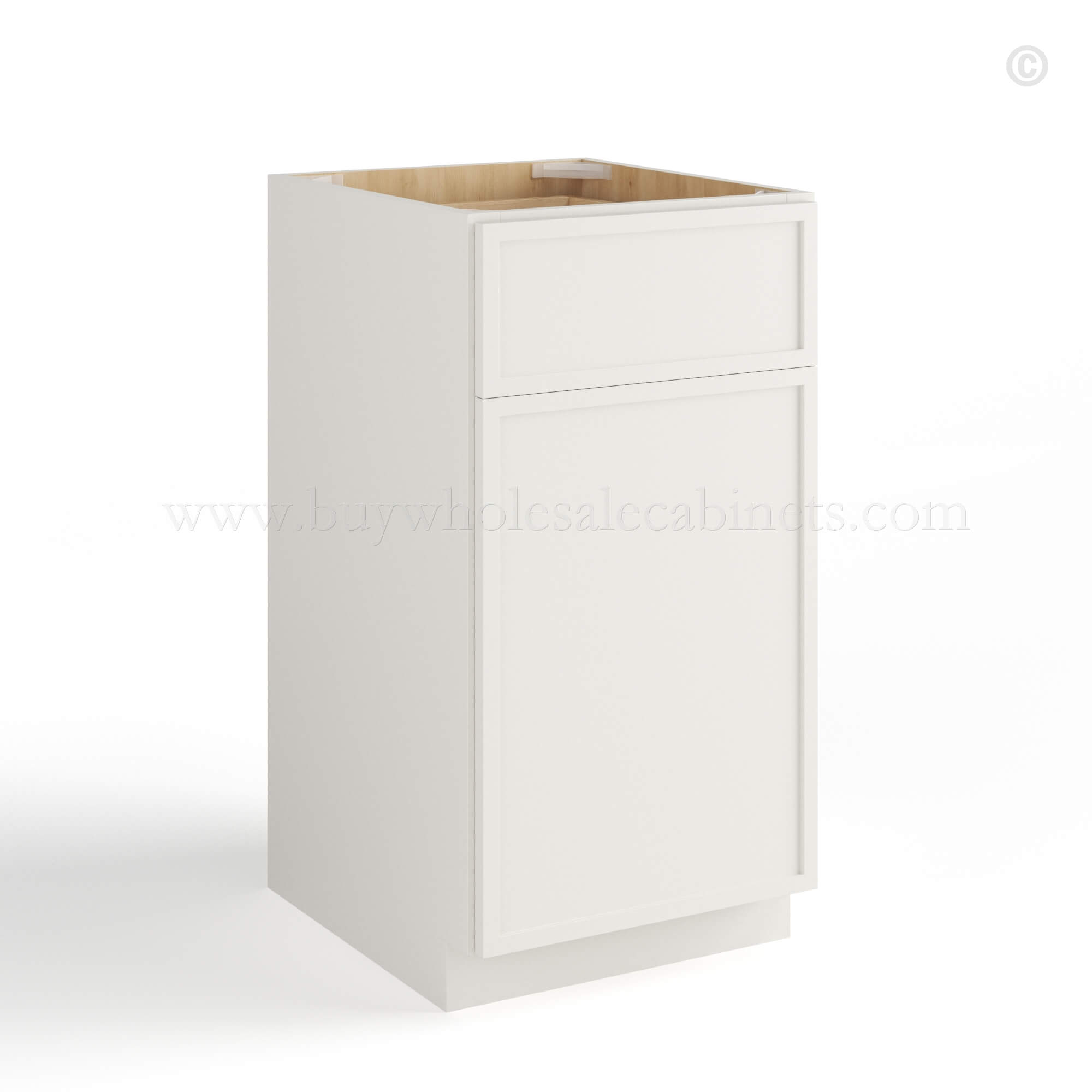 slim shaker cabinets, Dove White Slim Shaker Trash Base Cabinet