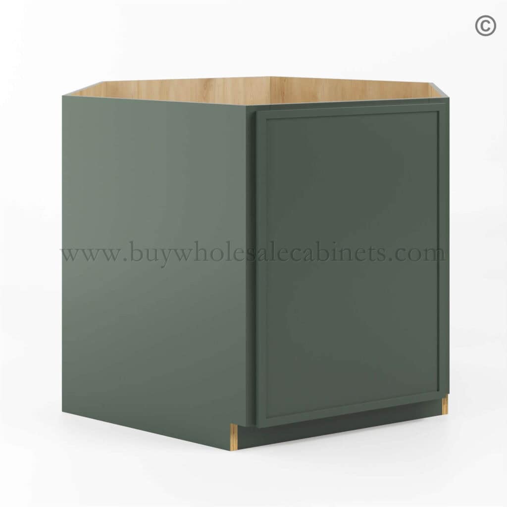 Slim Shaker Green Corner Sink Base Cabinet, gray kitchen cabinets, rta cabinets