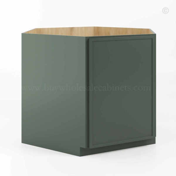 Slim Shaker Green Corner Sink Base Cabinet, rta cabinets, wholesale cabinets