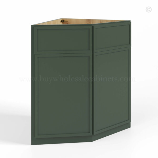 Slim Shaker Green Base End Corner Cabinet, rta acbinets, wholesale cabinets
