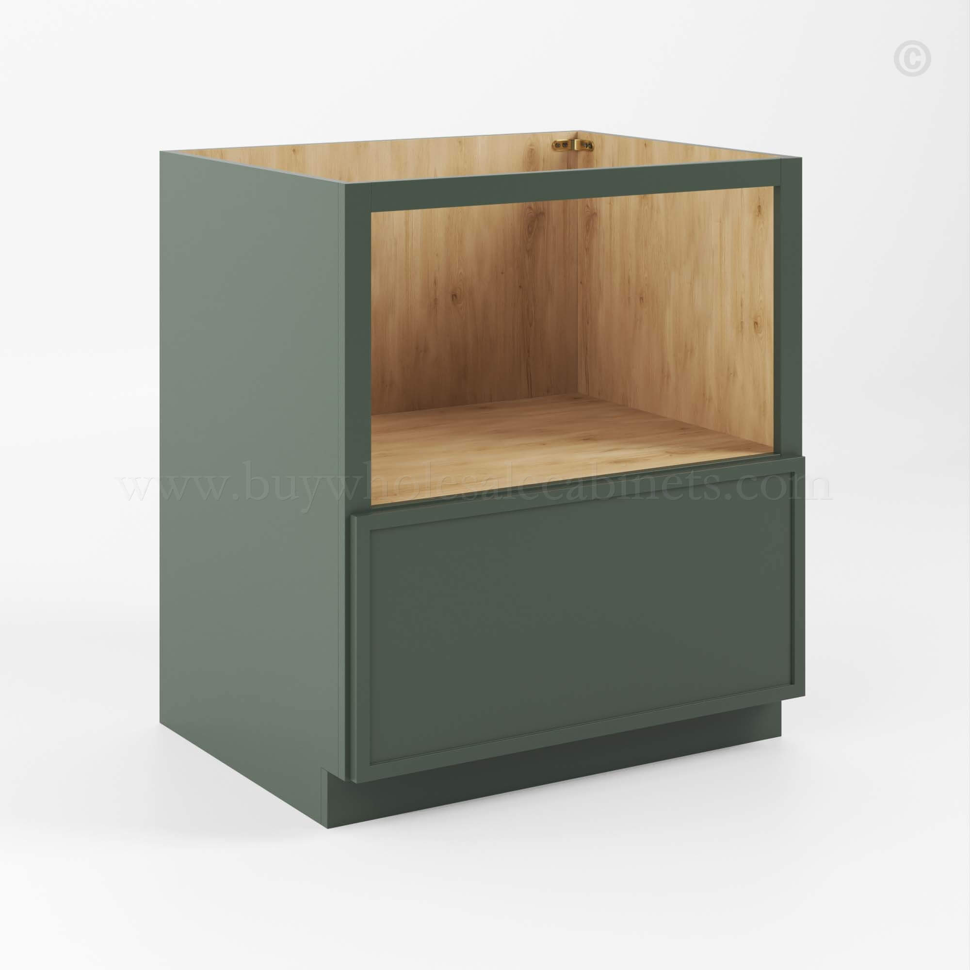 Slim Shaker Green Base Microwave Cabinet, rta cabinets, wholesale cabinets