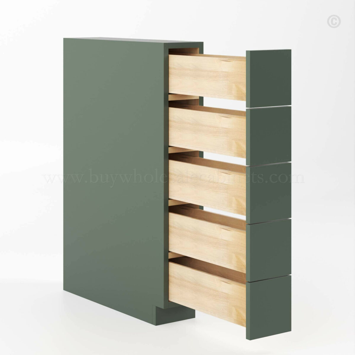 Slim Shaker Green Base Spice Drawers Cabinet, rta cabinets, wholesale cabinets