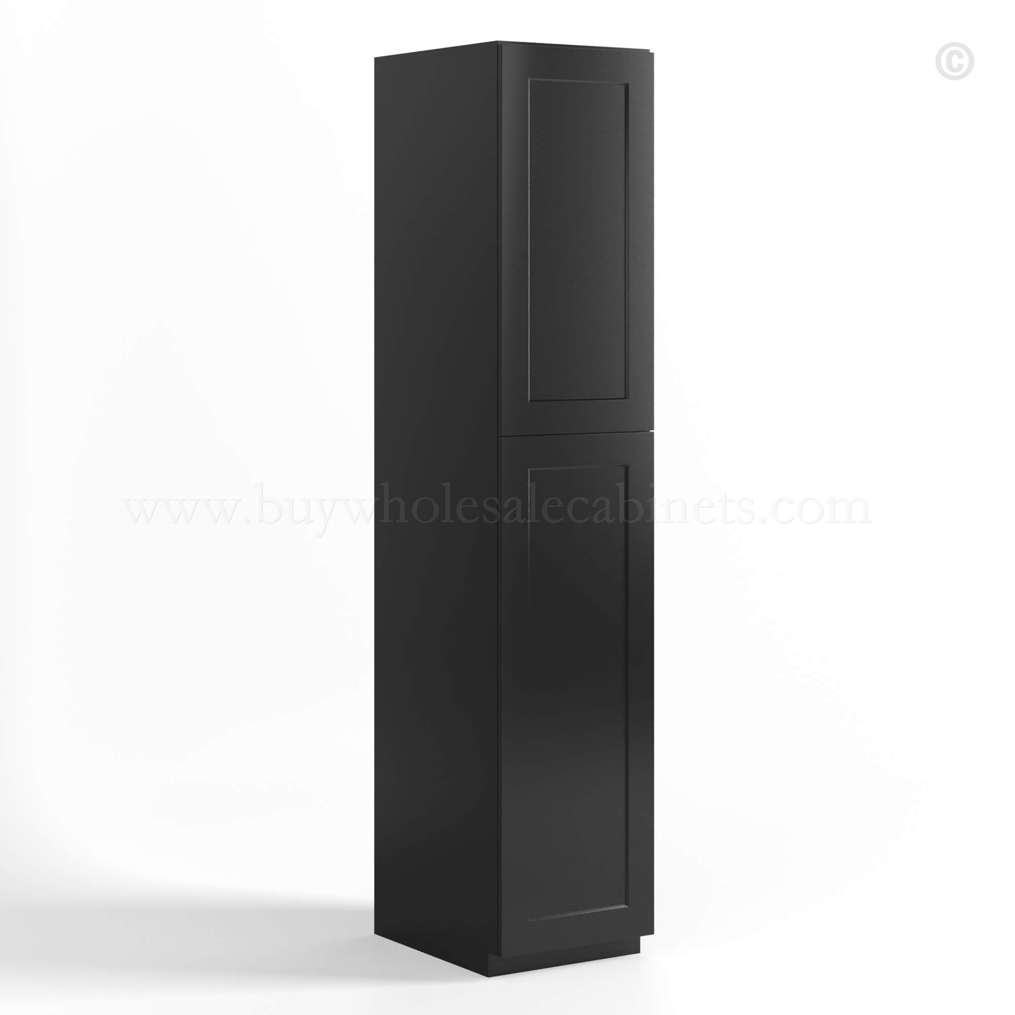 Black Shaker Tall Pantry Cabinet 2 Doors, rta cabinets, wholesale cabinets