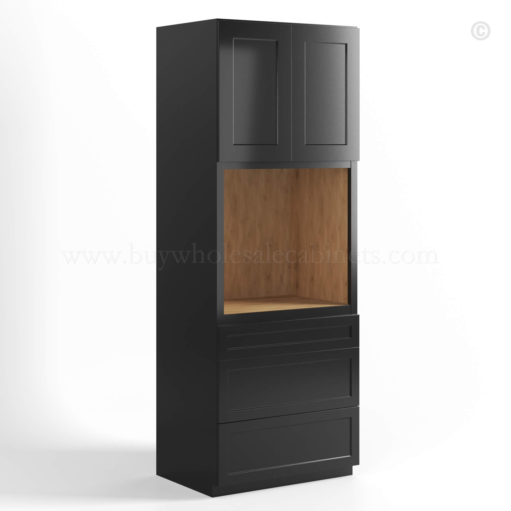 Black Shaker Tall Universal Oven Cabinet, rta cabinets, wholesale cabinets