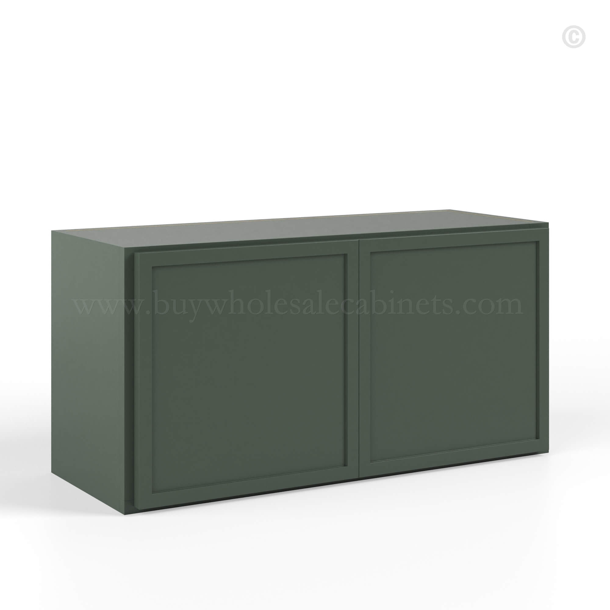 Slim Shaker Green Double Door Wall Cabinets 15″H, rta cabinets, wholesale cabinets
