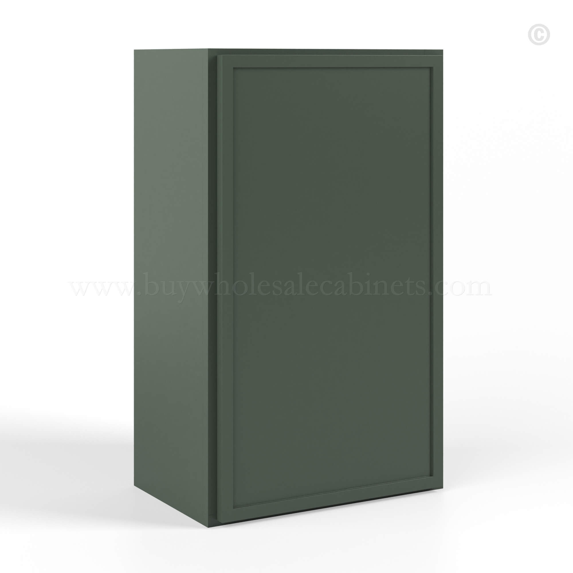 Slim Shaker Green Single Door Wall Cabinet 30″H, rta cabinets, wholesale cabinets