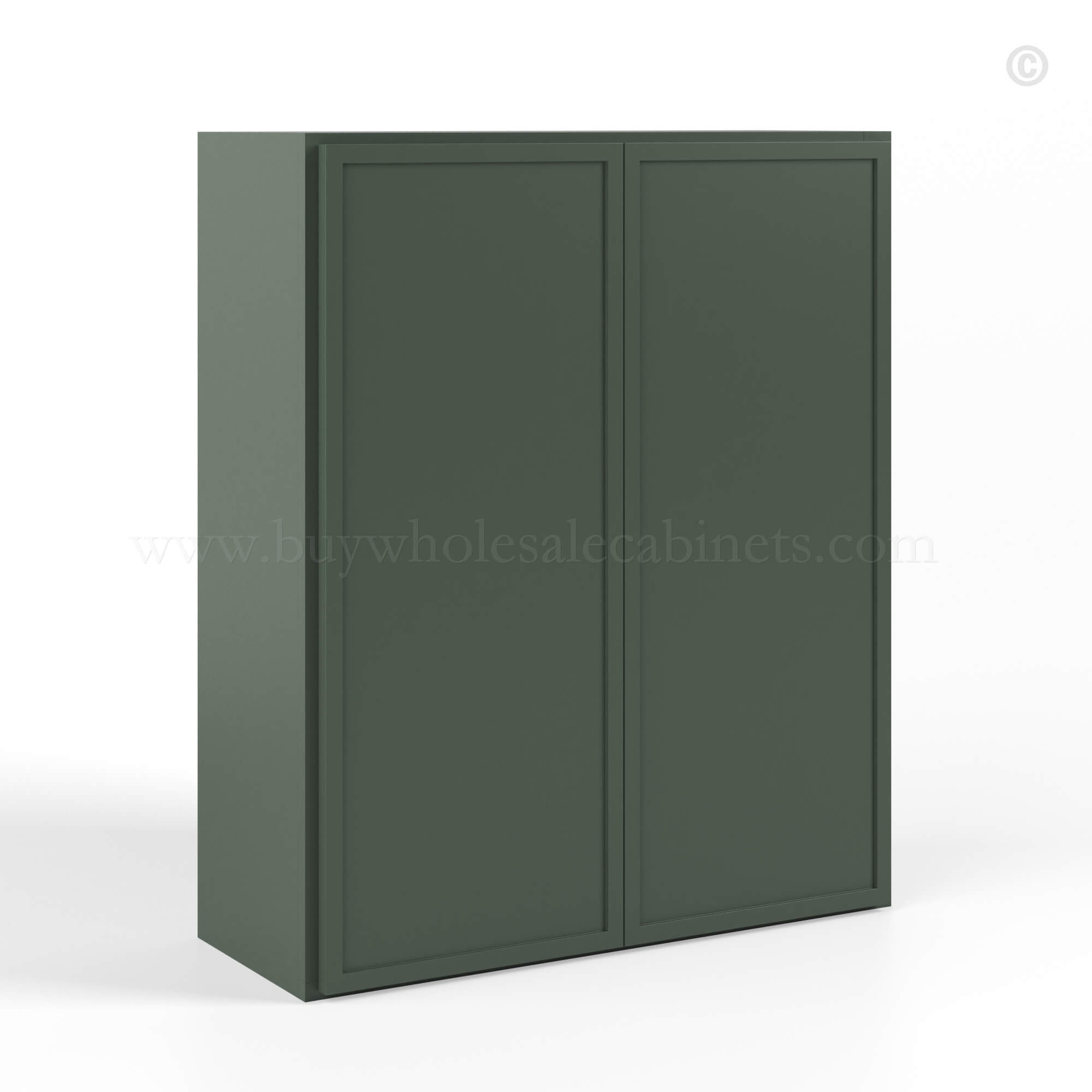 Slim Shaker Green Double Door Wall Cabinets 30″H, rta cabinets, wholesale cabinets