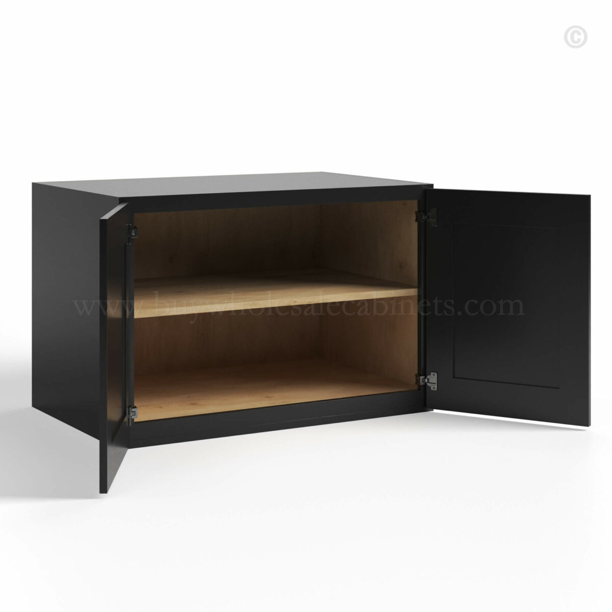 Black Shaker Double Door Wall Cabinet, rta cabinets, wholesale cabinets