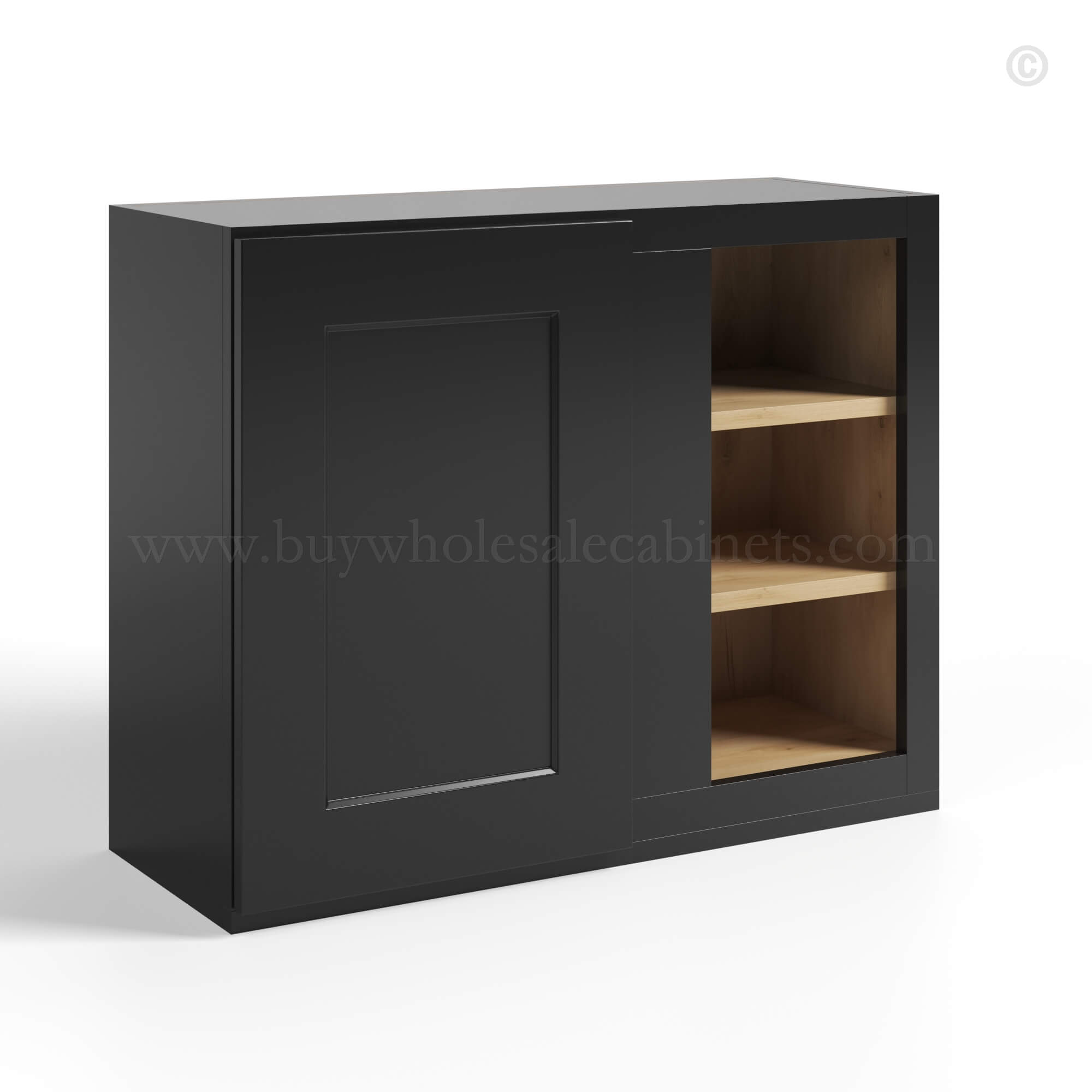 Black Shaker Wall Blind Corner Cabinet, rta cabinets, wholesale cabinets
