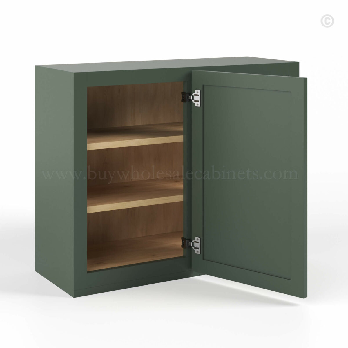 Slim Shaker Green Wall Blind Corner Cabinet, rta cabinets, wholesale cabinets