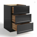 Black Shaker Base cabinet with 3 Drawers, rta cabinets, wholesale cabinets
