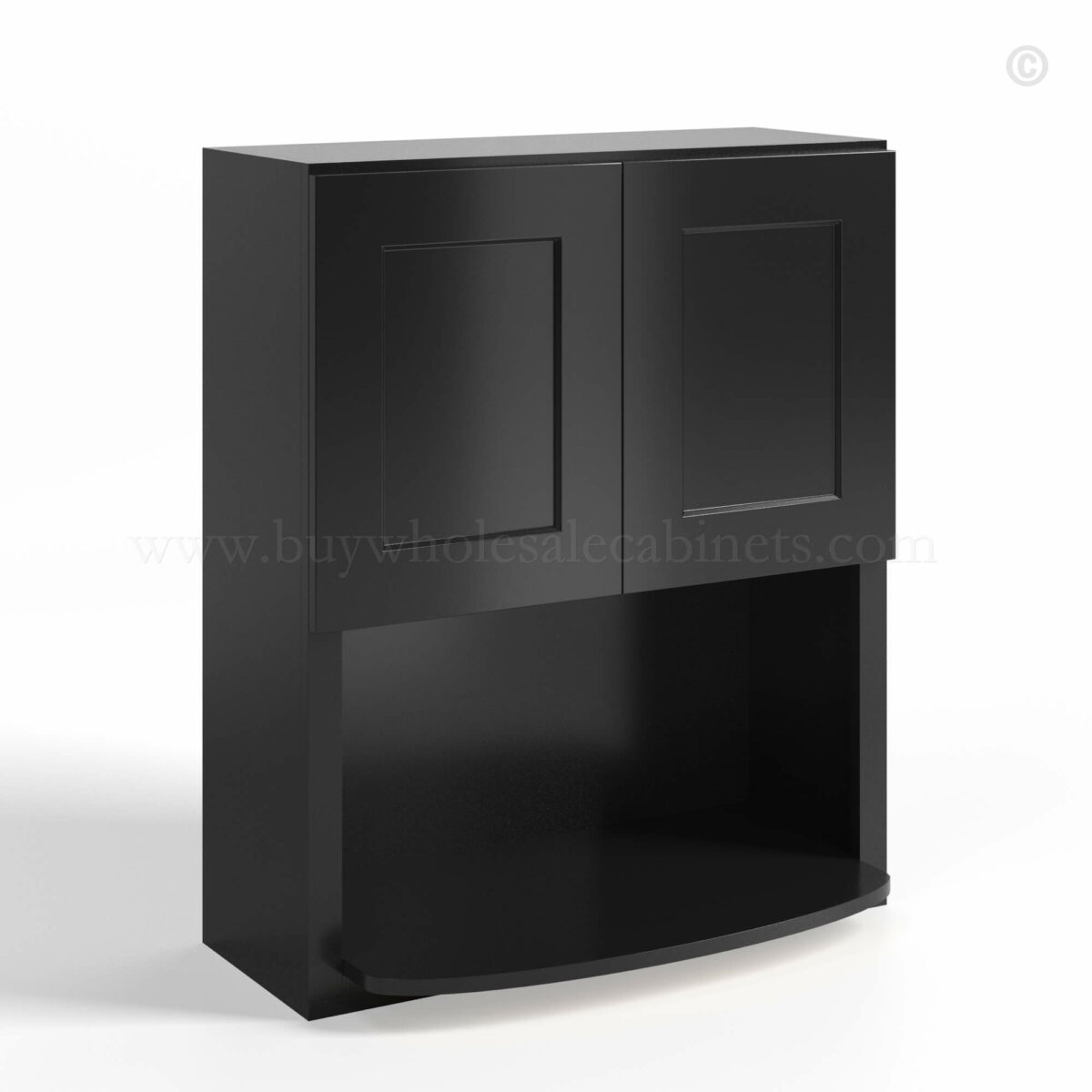 Black Shaker Wall Microwave Cabinet