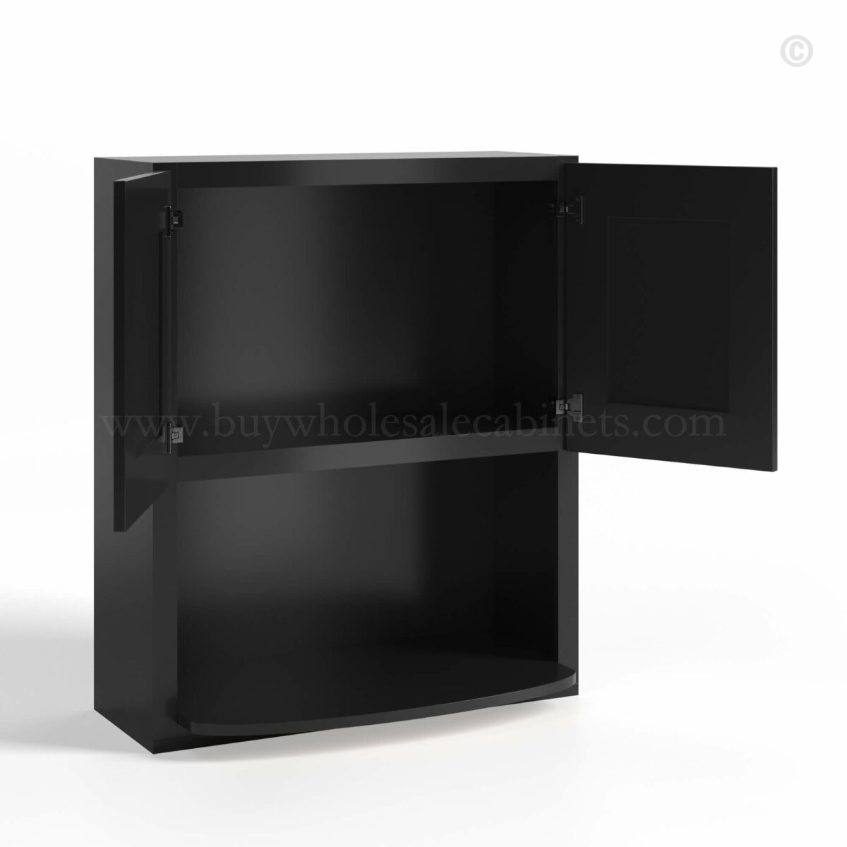 Black Shaker Wall Microwave Cabinet, rta cabinets, wholesale cabinets