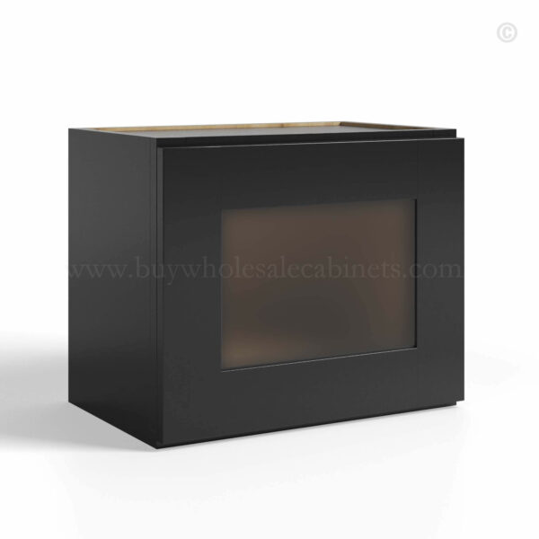 Black Shaker Single Glass Door Wall Cabinets, rta cabinets, wholesale cabinets