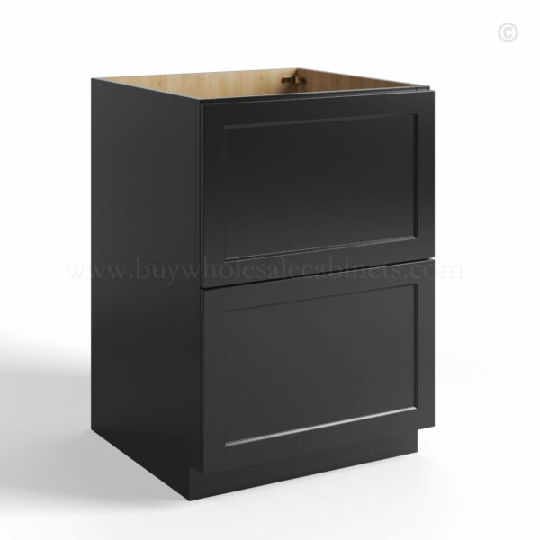 Black Shaker Base Cabinet with 2 Drawers, rta cabinets, wholesale cabinets