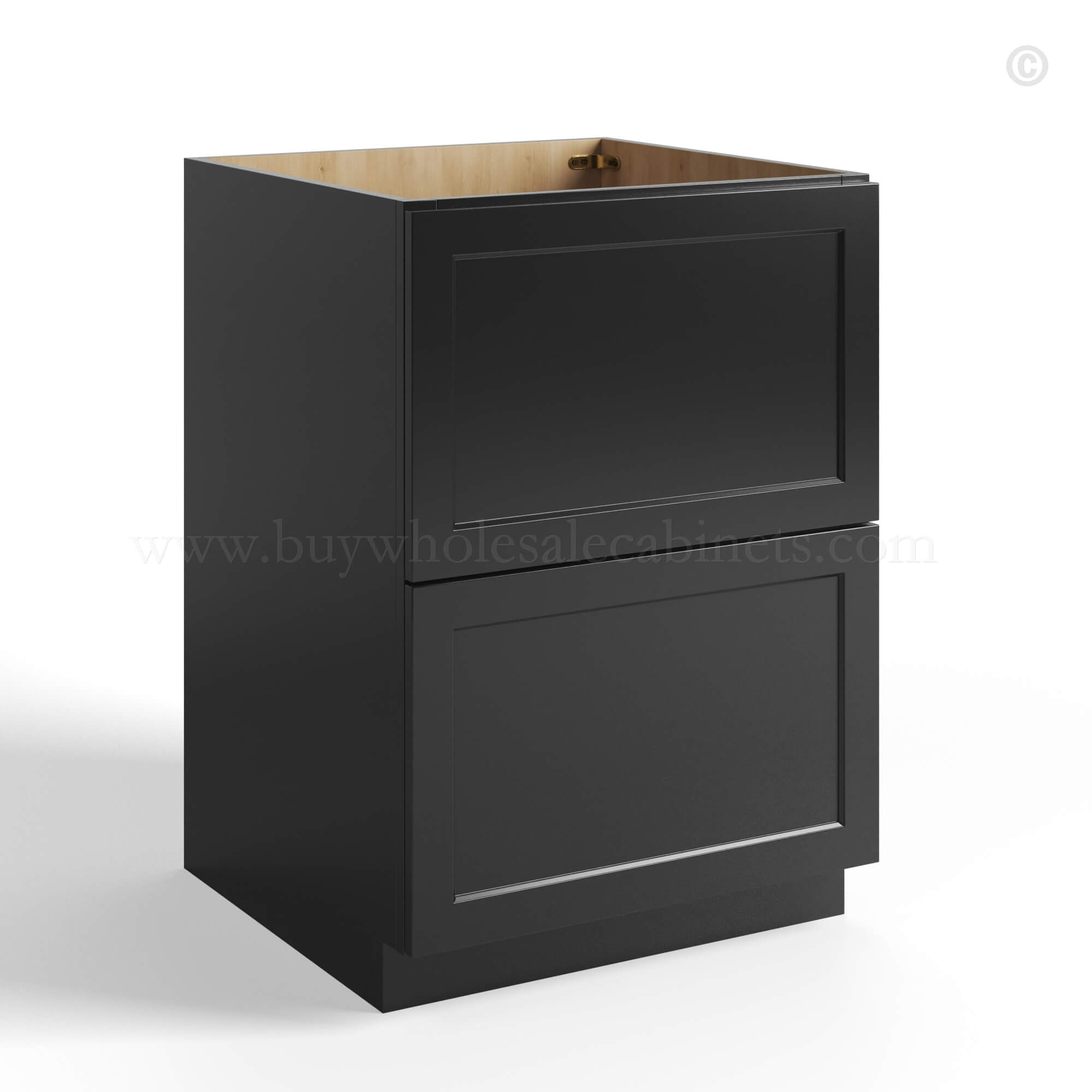 Black Shaker Base Cabinet with 2 Drawers, rta cabinets, wholesale cabinets